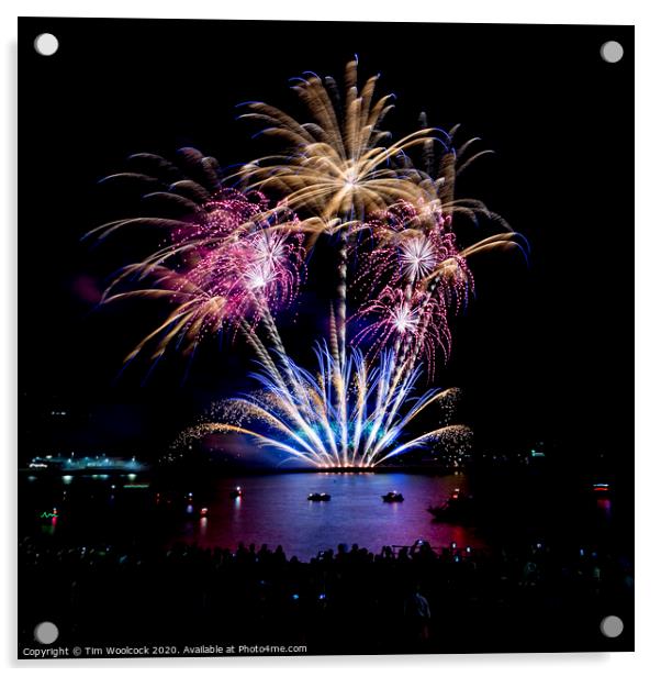 Plymouth National Firework Competition Acrylic by Tim Woolcock
