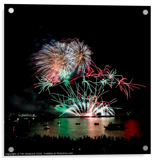 Plymouth National Firework Competition Acrylic by Tim Woolcock