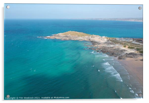 Aerial photograph of Newquay, Cornwall, England. Acrylic by Tim Woolcock