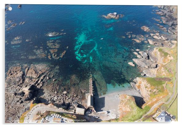Aerial photograph of the Lizard, Cornwall, England. Acrylic by Tim Woolcock