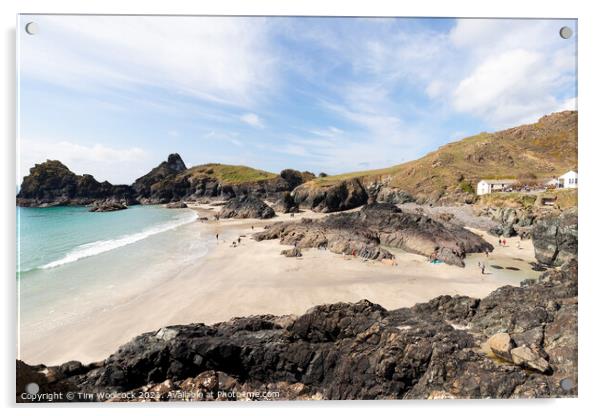 Kynance Cove on a stunning sunny day. Acrylic by Tim Woolcock