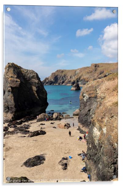 Kynance Cove on a stunning sunny day. Acrylic by Tim Woolcock