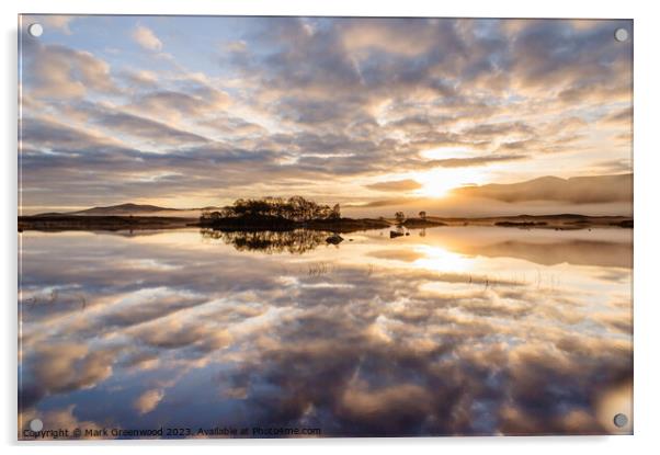 Serenity on Loch Ba Acrylic by Mark Greenwood