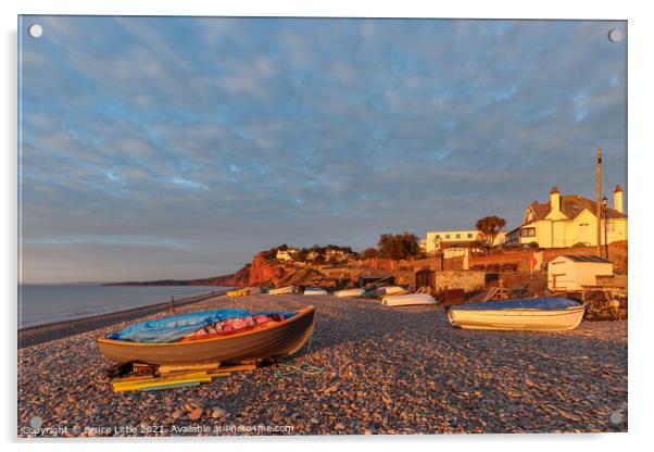 Fishing boats at Budleigh Acrylic by Bruce Little