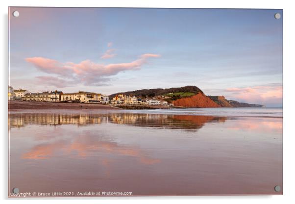 Sidmouth Dawn at Low Tide Acrylic by Bruce Little