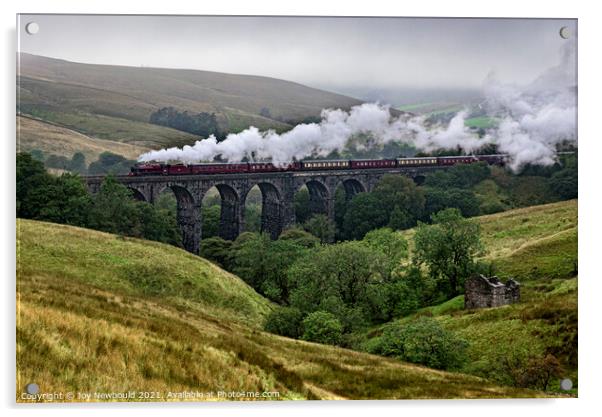 Steam Train over Dent head Viaduct Acrylic by Joy Newbould