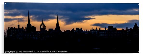 Edinburgh Skyline Silhouette Acrylic by Joy Newbould