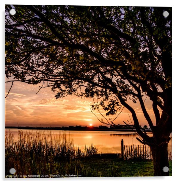 Sunset at Horsey Mere Norfolk Acrylic by Joy Newbould