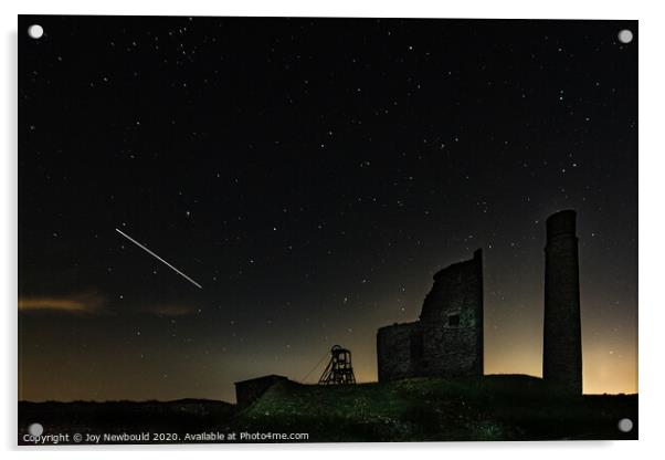 Magpie Mine with Stars and Meteor Trail Acrylic by Joy Newbould