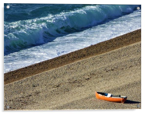 Boat on Chesil Beach Acrylic by Paul Trembling