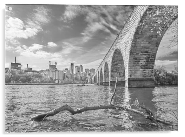 Stone Arch Bridge over the Mississippi Acrylic by Jim Hughes