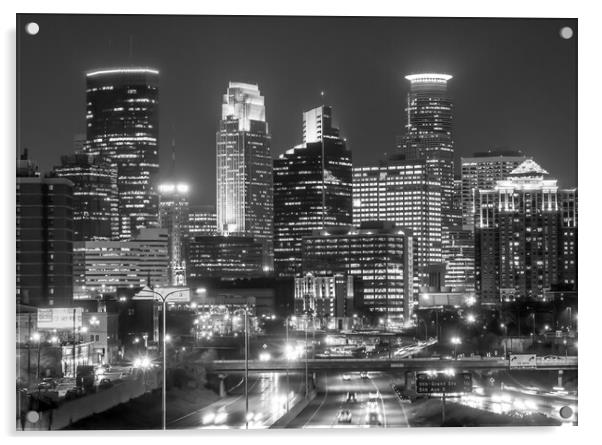 Minneapolis at Night Acrylic by Jim Hughes