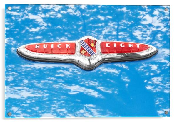 1947 Buick Eight hood emblem Acrylic by Jim Hughes