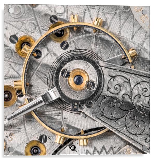 Balance wheel of an antique pocketwatch Acrylic by Jim Hughes