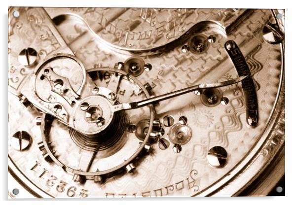Antique Pocketwatch Movement Acrylic by Jim Hughes