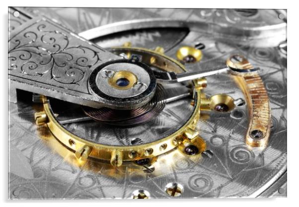 Antique pocketwatch movement Acrylic by Jim Hughes