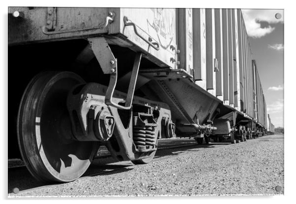 Freight cars Acrylic by Jim Hughes