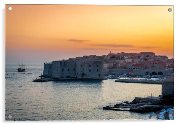 Sunset over Dubrovnik Acrylic by Tony Bishop