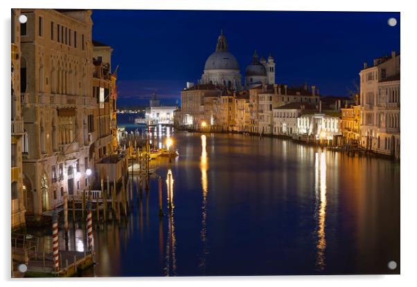 Night time from the Accademia Bridge Acrylic by Tony Bishop