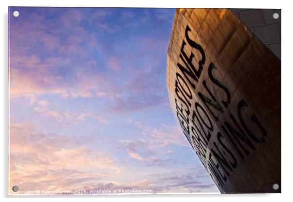 Sunset over the Wales Millennium Centre Acrylic by Robin Purser