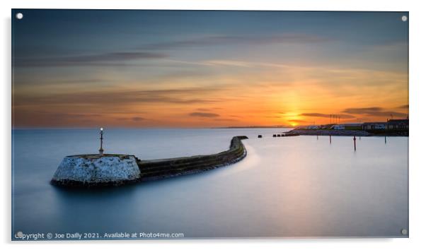 Moody Sunset Over Arbroath Harbour Acrylic by Joe Dailly