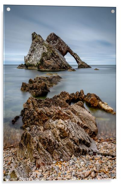 Bow Fiddle Rock on the Moray Coast Scotland Acrylic by Joe Dailly