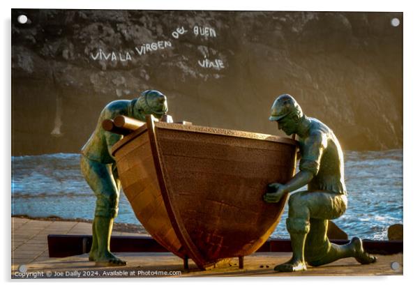 El Cotillo Fishermans statue fuertaventura Acrylic by Joe Dailly