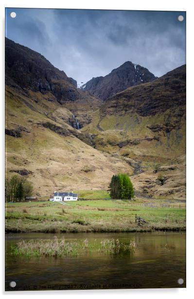 Loch Achtriochtan,  Achnambeithach Cottage , Glenc Acrylic by Joe Dailly