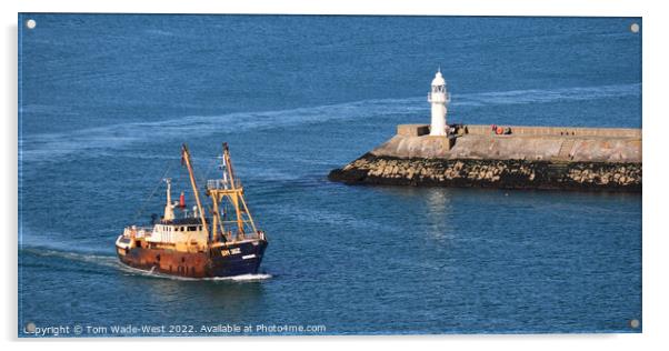 Fishing Boat Returning to Brixham Acrylic by Tom Wade-West