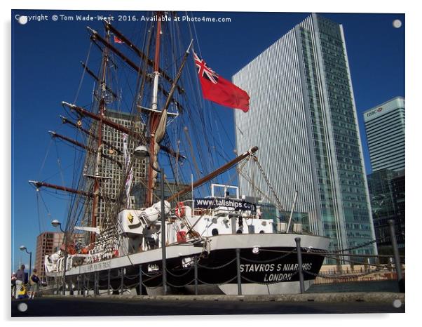 Tallship in Canary Wharf Acrylic by Tom Wade-West