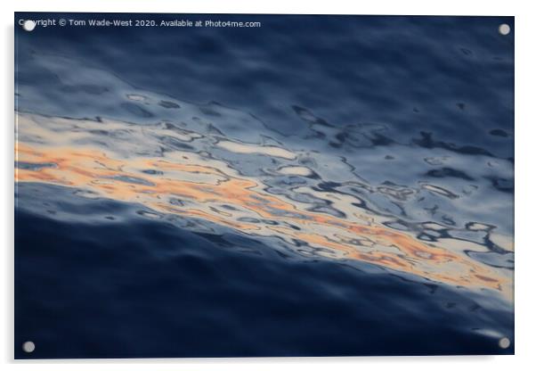 Ripples on a glassy sea at sunset. Acrylic by Tom Wade-West