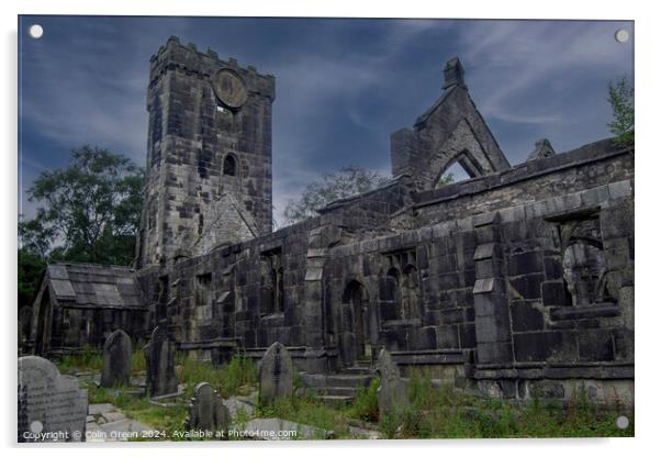 Ruins of the Church of St Thomas a Becket, Heptonstall Acrylic by Colin Green