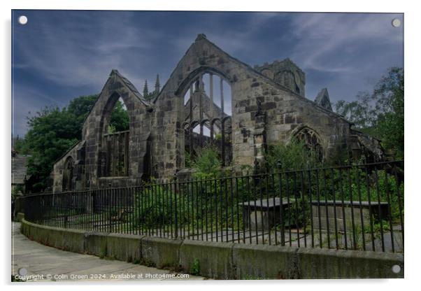 Ruins of the Church of St Thomas a Becket, Heptonstall Acrylic by Colin Green