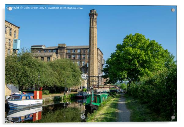 Huddersfield Broad Canal Passing Old Mills Acrylic by Colin Green