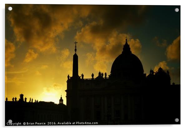 Sunset over Vatican City Acrylic by Brian Pearce