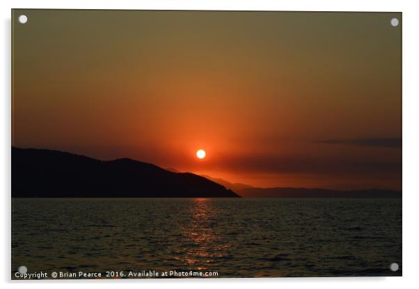 Sunset Thassos Greece Acrylic by Brian Pearce