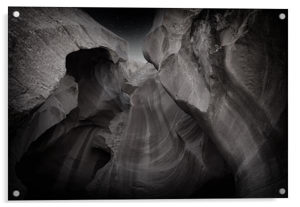 Antelope Canyon rock formation in Arizona during early night  Acrylic by Thomas Baker