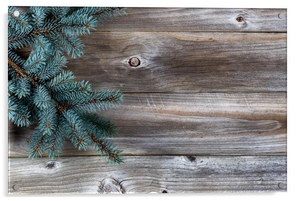 Christmas Tree on rustic wood  Acrylic by Thomas Baker