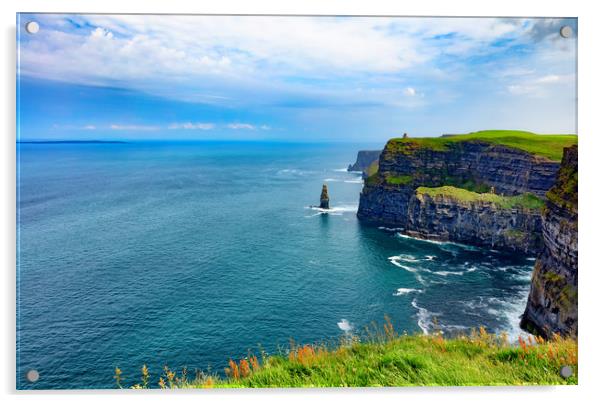 Cliffs of Moher in Ireland Europe  Acrylic by Thomas Baker