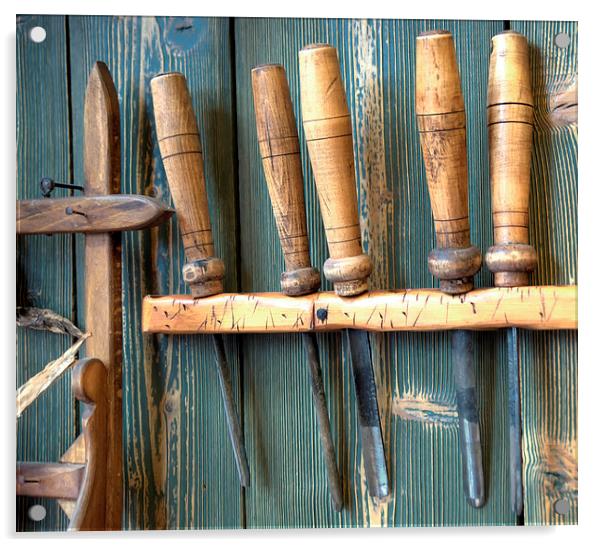 historic woodworking tools Acrylic by sharon hitman