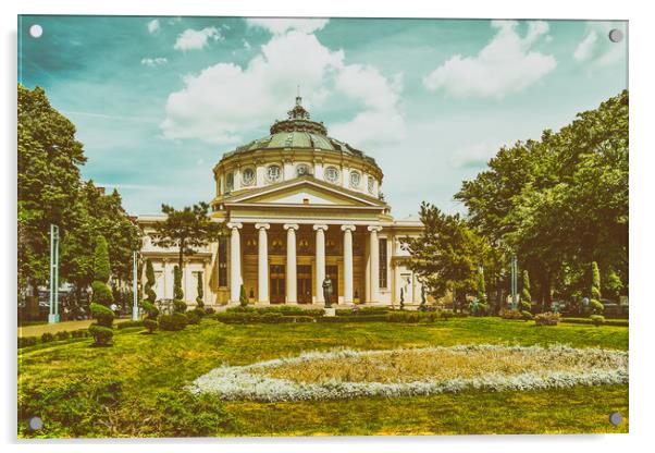 The Romanian Athenaeum George Enescu Acrylic by Radu Bercan