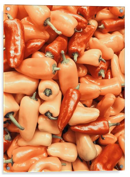 Red And Orange Capsicum In Vegetable Market Acrylic by Radu Bercan