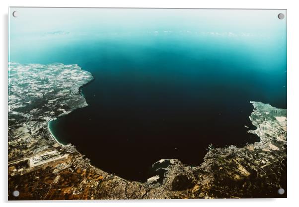Palma de Mallorca And Balearic Sea At 10.000m Alti Acrylic by Radu Bercan