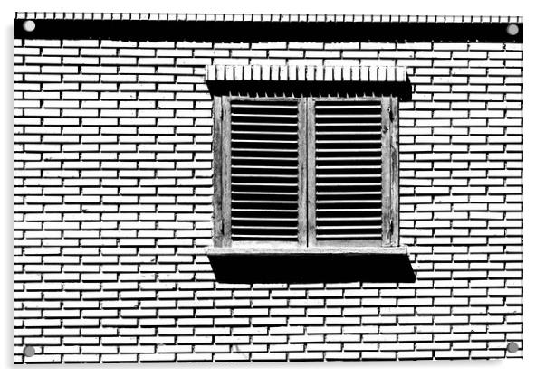 Simple House Window On Red Brick Wall Acrylic by Radu Bercan