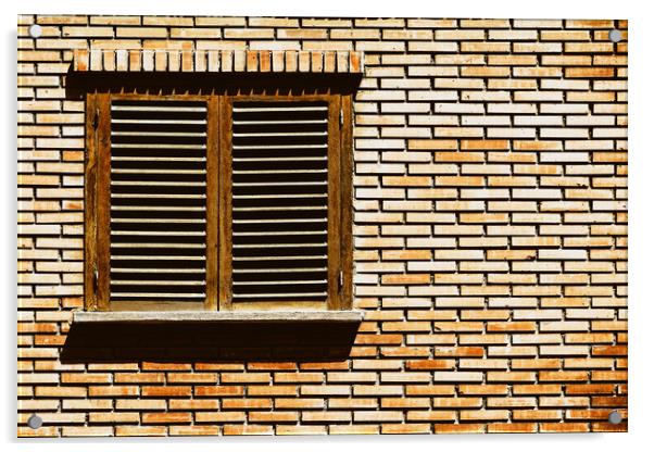 Simple House Window On Red Brick Wall Acrylic by Radu Bercan
