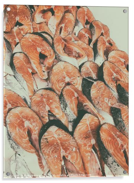Salmon For Sale In Fish Market Acrylic by Radu Bercan