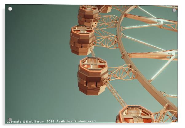 Giant Ferris Wheel In Fun Park On Night Sky Acrylic by Radu Bercan