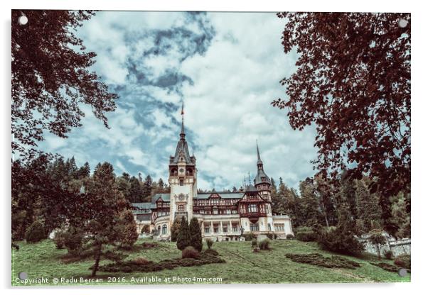 Neo-Renaissance Peles Castle Built In 1873 In Carpathian Mountai Acrylic by Radu Bercan
