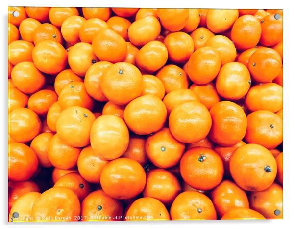 Orange Tangerines In Fruit Market Acrylic by Radu Bercan