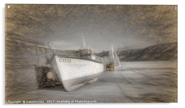 Fishing boat at Nefyn Acrylic by Catchavista 